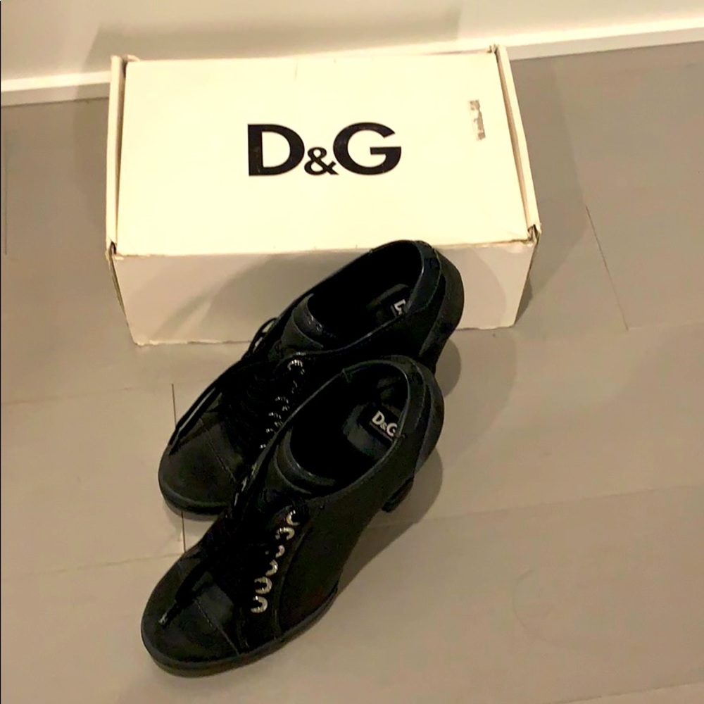 Dolce Gabbana D&G Lace-Up Booties in Black, New